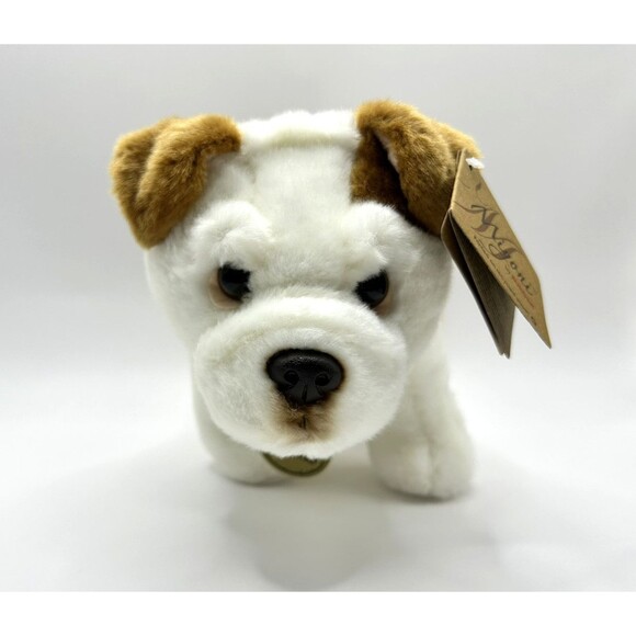 Miyoni by Aurora Realistic Bulldog 8.5" Plush Pup White Brown Dog Stuffed Animal - Picture 6 of 14